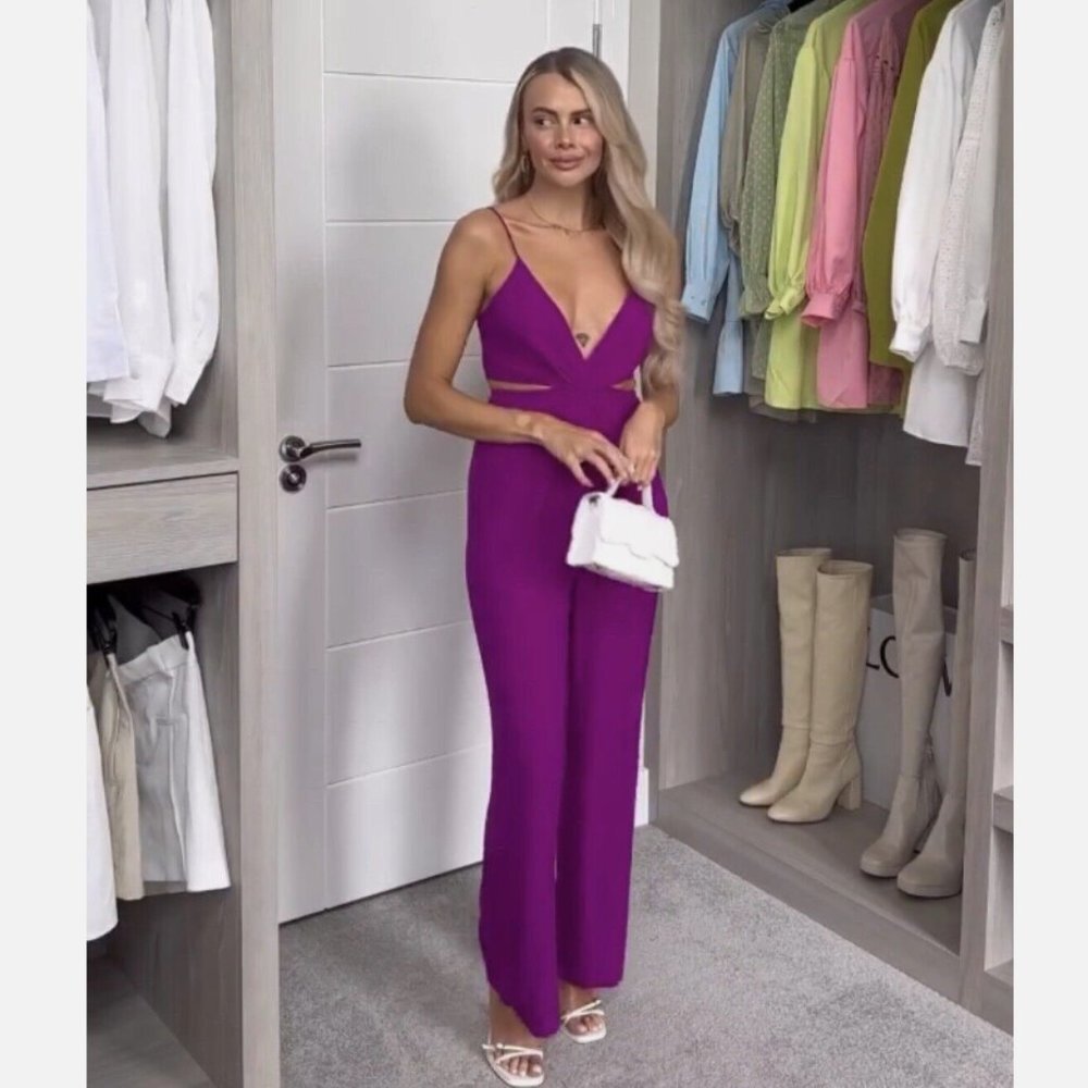 Zara purple cutout knotted jumpsuit
